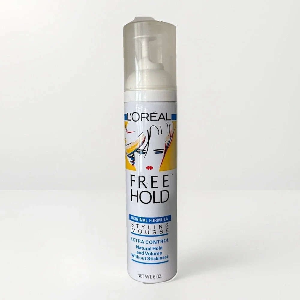 RARE Vintage L'Oreal FREE HOLD Styling Mousse 6 oz – 1990s‎ Retro Hair Product
